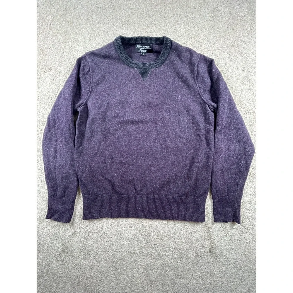 Banana Republic Mens Italian Filpucci Yarn Purple Crewneck Sweater Medium 1007